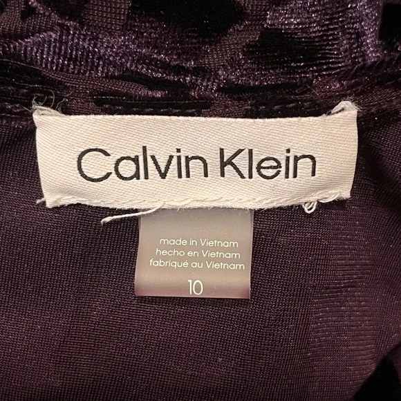 Calvin Klein Purple Velvet Floral Wrap Hi-Low Dress 10 Party Cocktail Career - Picture 7 of 15